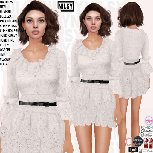 LACE RUFFLED DRESS,ALL BODIES