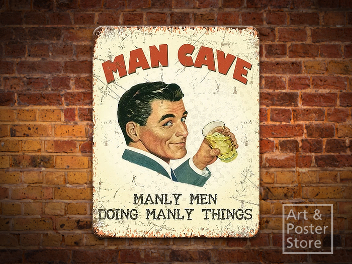 Man Cave  Retro Den Poster | Rusty Metal Style Wall Sign
