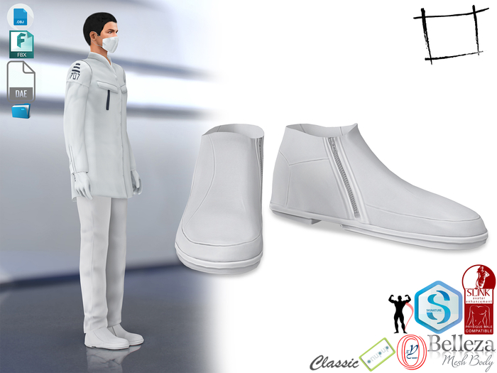 Dae Obj FBX Men's White Casual Boots Slink Male, Belleza Jake, Signature Gianni, Ocacin Gamit, Onupup