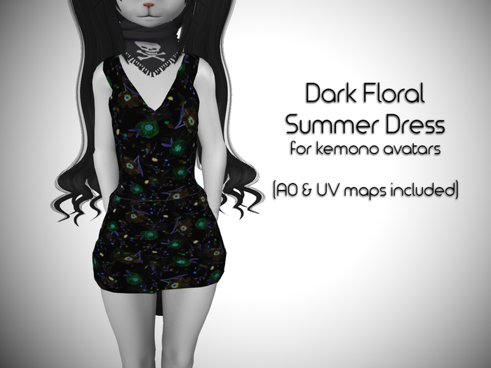 LMF Kemono Dark Floral Summer Dress