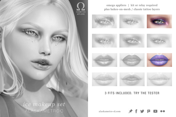 alaskametro<3 "Ice" makeup set TESTER | OMEGA applier HUD | Classic/Bakes-on-Mesh