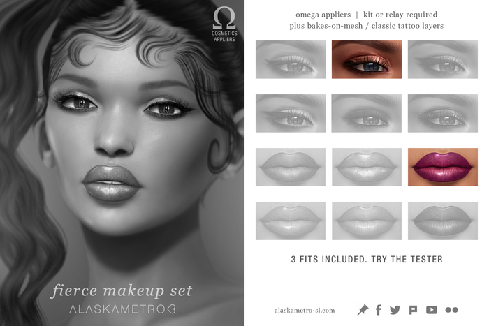 alaskametro<3 "Fierce" makeup set TESTER | OMEGA applier HUD | Classic/Bakes-on-Mesh