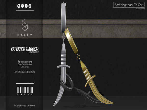 'BALLY' Curved Dagger Earrings Megapack