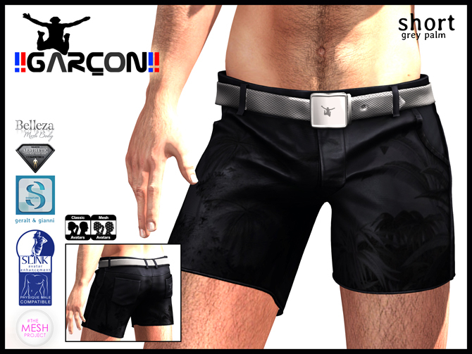 !! GARCON !! grey palm short