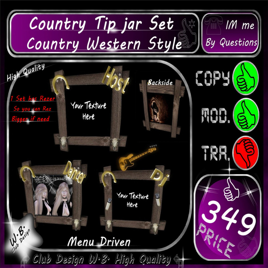 ** Tip jar Club Set * Country * Menu Driven **