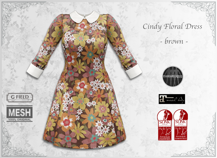 *GF* Cindy Floral Dress -brown- BOX