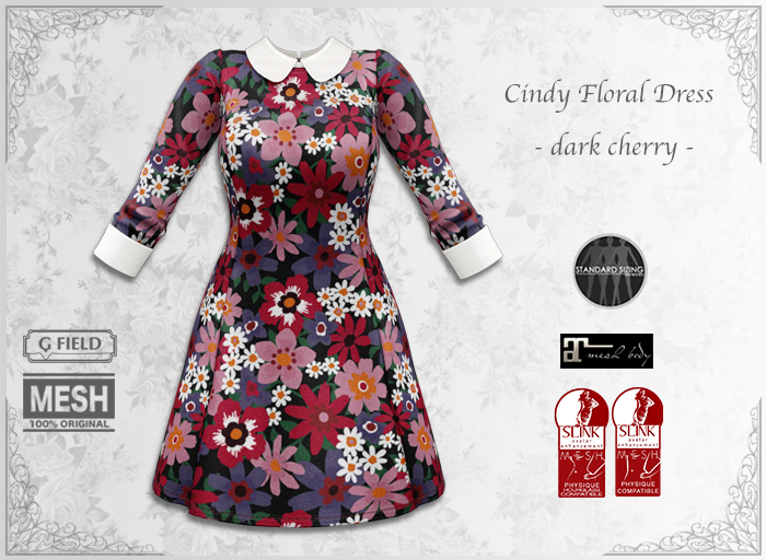 *GF* Cindy Floral Dress -dark cherry- BOX