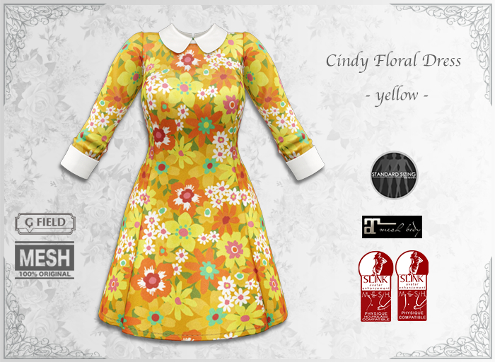 *GF* Cindy Floral Dress -yellow- BOX