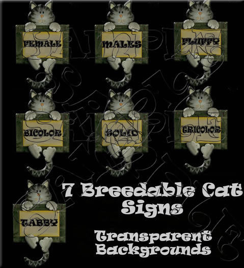 7 BREEDABLE CAT SIGNS (BOXED)