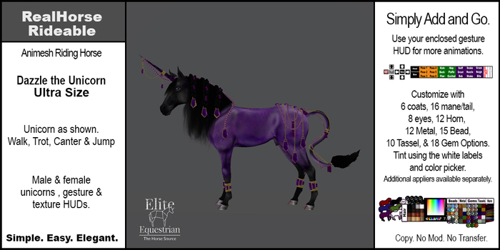 *E* RealHorse Rideable - Dazzle Unicorn Ultra [Add & Click]