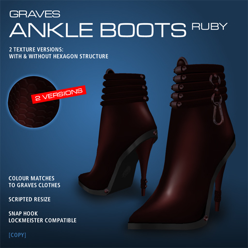 GRAVES Ankle Boots - Ruby leather / latex