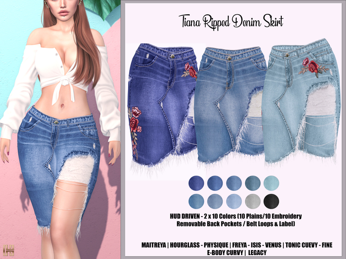 [hh] Tiana Ripped Denim Skirt