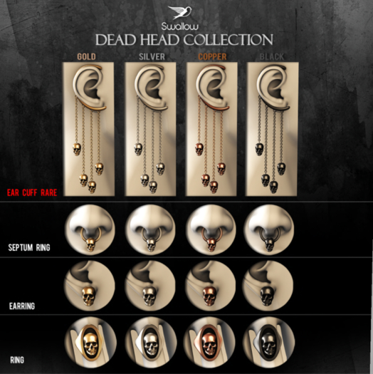 ^^Swallow^^  Ring Dead Head Black