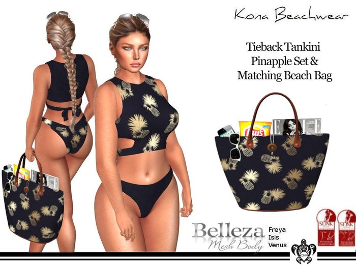 Kona Pinapple Tighback Tankini With Beach Bag