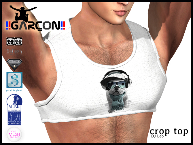 !! GARCON !! crop top leo blanc