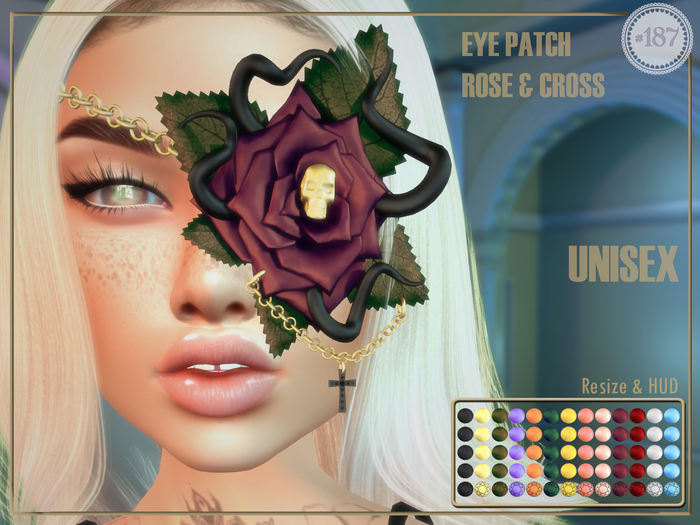 #187# Eye Patch Rose & Cross