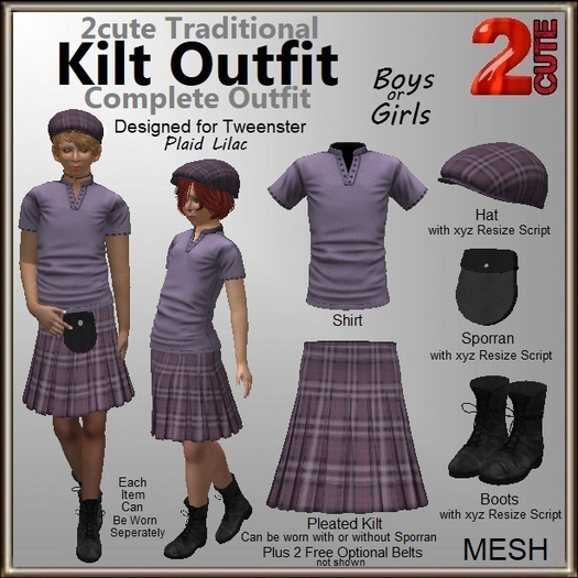 Kilt Outfit [2cute] Plaid Lilac