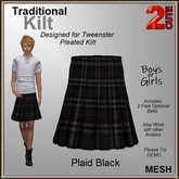 Traditional Kilt [2cute] - Plaid (Black)