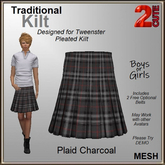 Traditional Kilt [2cute] - Plaid (Charcoal)