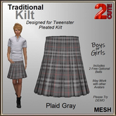 Traditional Kilt [2cute] - Plaid (Gray)