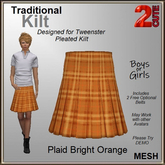 Traditional Kilt [2cute] - Plaid Bright Orange