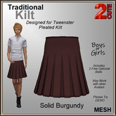 Traditional Kilt [2cute] - Solid Burgundy
