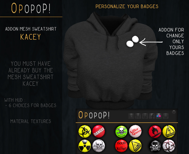 OPOPOP ! Mesh Sweatshirt KACEY AddOn Badges V#8
