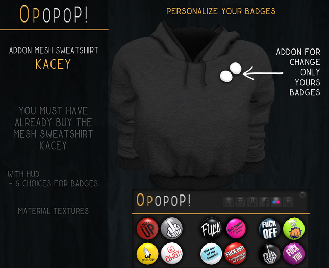 OPOPOP ! Mesh Sweatshirt KACEY AddOn Badges V#10
