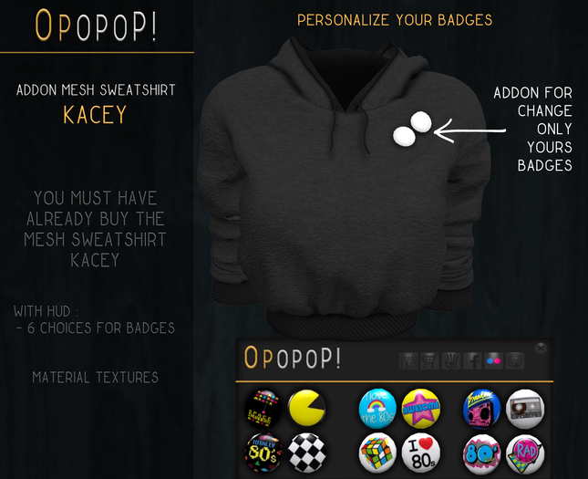 OPOPOP ! Mesh Sweatshirt KACEY AddOn Badges V#11