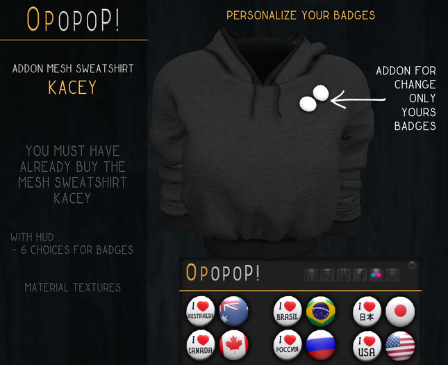 OPOPOP ! Mesh Sweatshirt KACEY AddOn Badges V#16