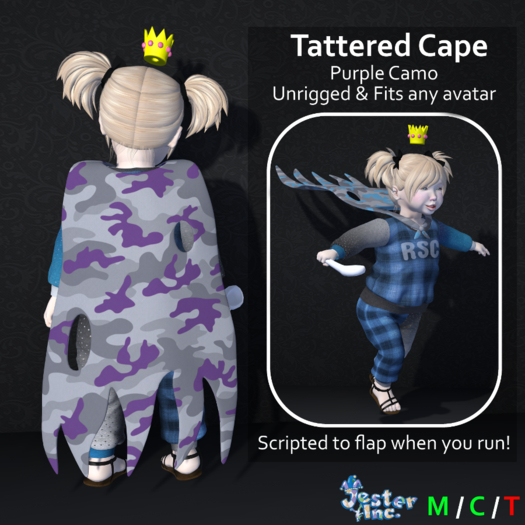 [Jester Inc.] Purple Camo Tattered Cape! - Add to Unpack