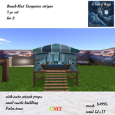 Turq striped Hut set for 2-Box