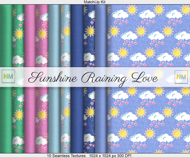 Sunshine Raining Love Matchup Kit 10 Seamless Textures NM