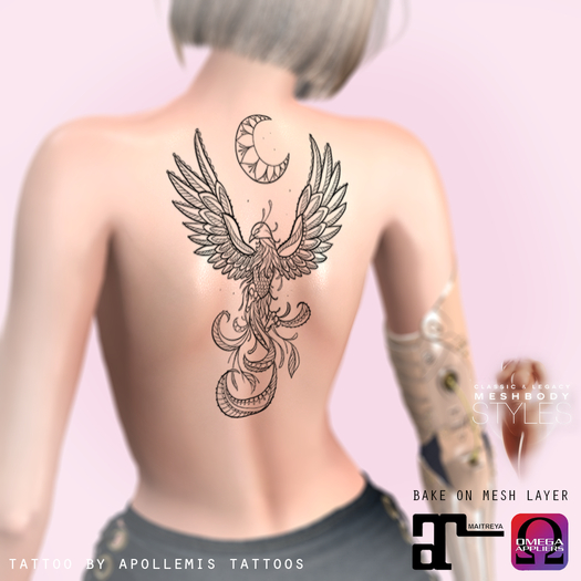 ~APOLLEMIS Tattoos~ Ornamental Phoenix Backpiece