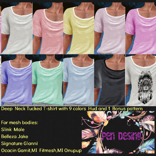 Pen-->Deep Neck Tucked T-shirt