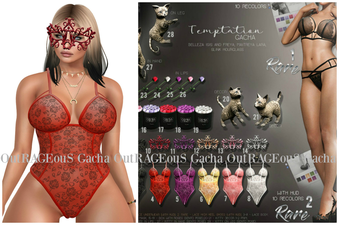 OSMIA - Temptation - Mask & Bodysuit - Red