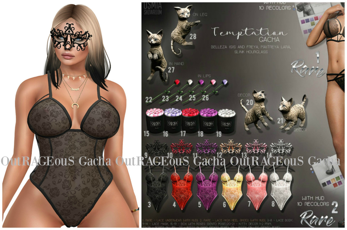 OSMIA - Temptation - Mask & Bodysuit - Black