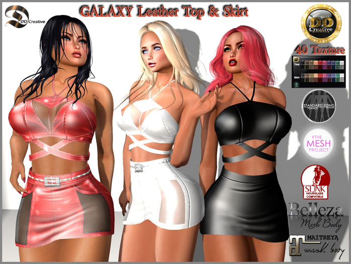 ☾ⅅⅅ☽ ◉ GALAXY Leather Top & Skirt ◉ 