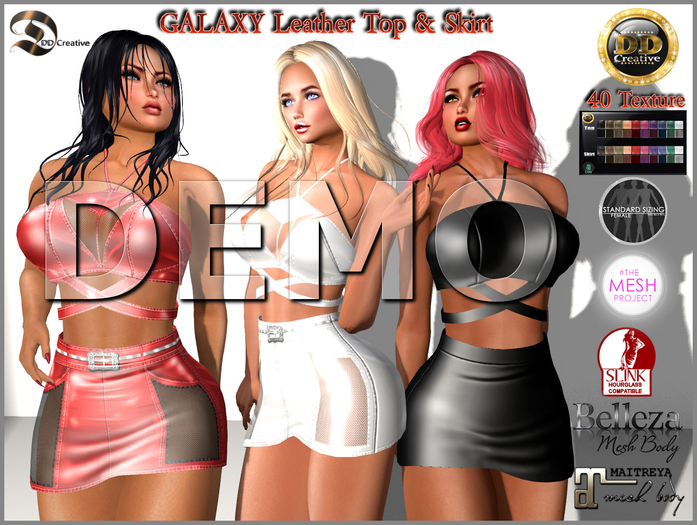 ☾ⅅⅅ☽ ◉ GALAXY Leather Top & Skirt ◉ [ DEMO ] 