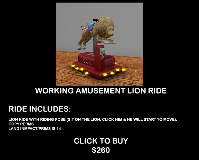 LION AMUSEMENT RIDE BOXED