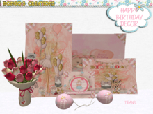 BMC826 - HAPPY BIRTHDAY MIXED PINK ROSE BOUQUET & DECOR. PERFECT GIFT FOR SOMEONE'S BIRTHDAY.
