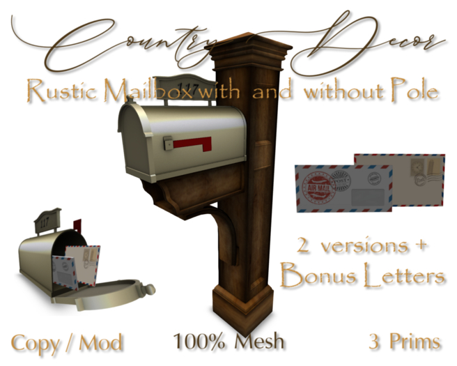 = Country Decor = - Rustic Mailbox BOX