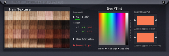 Tokyo.Girl . Hair Texture & Dye Master HUD