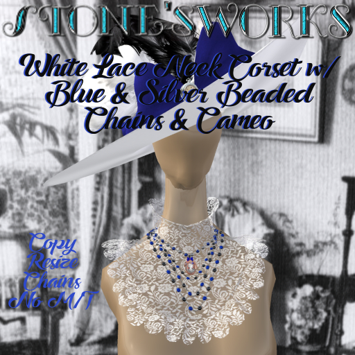 Neck Corset Wht Lace w CameoStone's Works_
