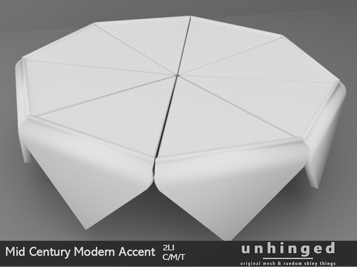 :: unhinged :: Mid-Century Modern Accent Table Full Permissions Original Mesh