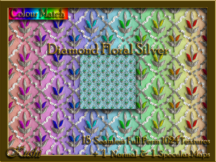 Diamond Floral Silver Textures