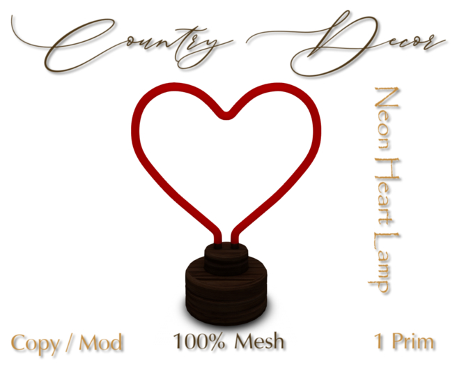 = Country Decor = - Neon Heart Lamp