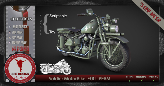 Soldier MotorBike Full Permission Efe Design