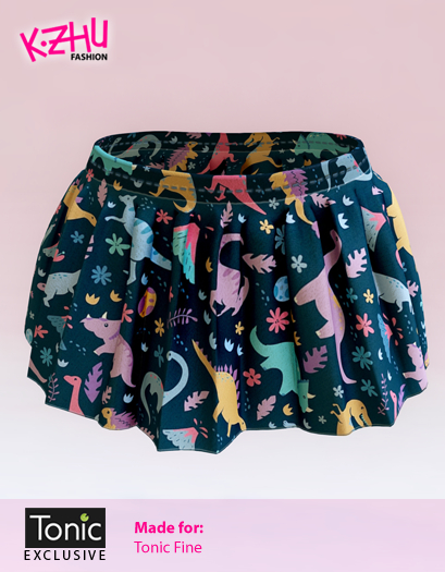 Kawaii Mini Flared Skirt (Dinos)
