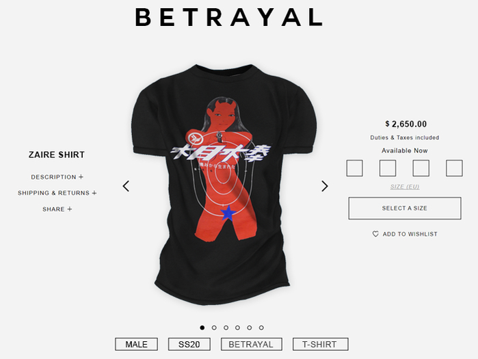 BETRAYAL. Zaire Shirt SHOOTER